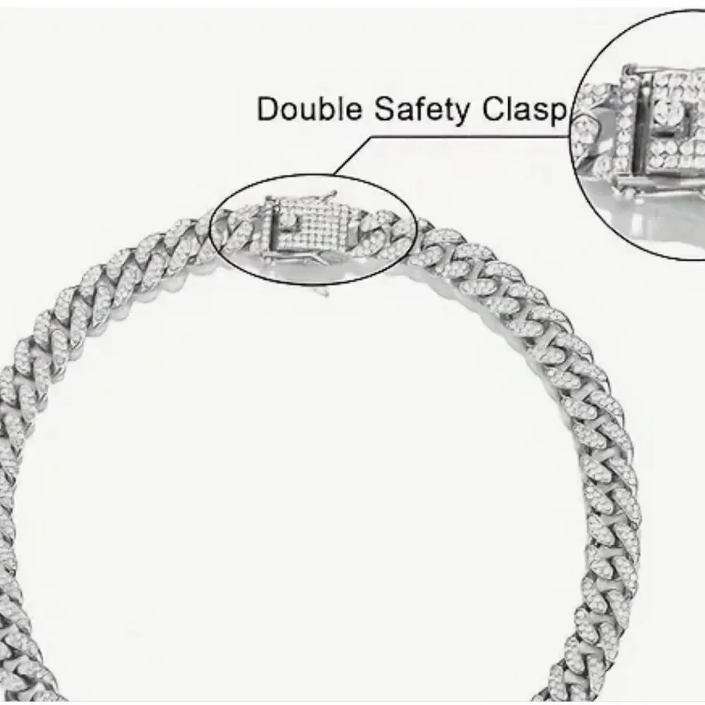 🩶 NEW Men's or Women’s Silver Rhinestone Chain Necklace 🩶